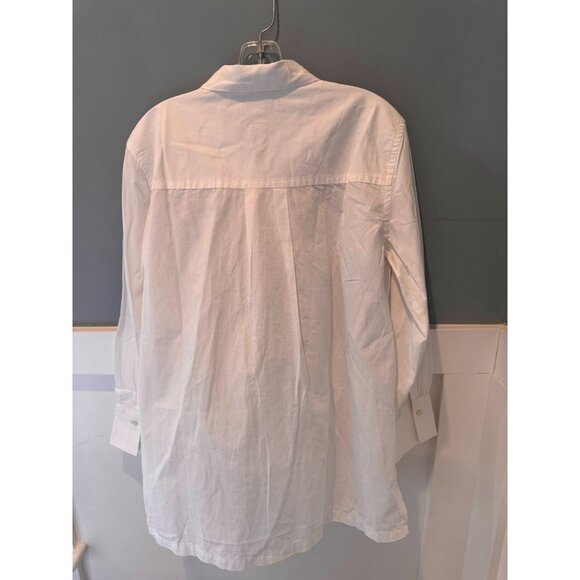 NWT Free Assembly White Cotton Button Down Tunic Shirt Womens Size Medium - Picture 5 of 9